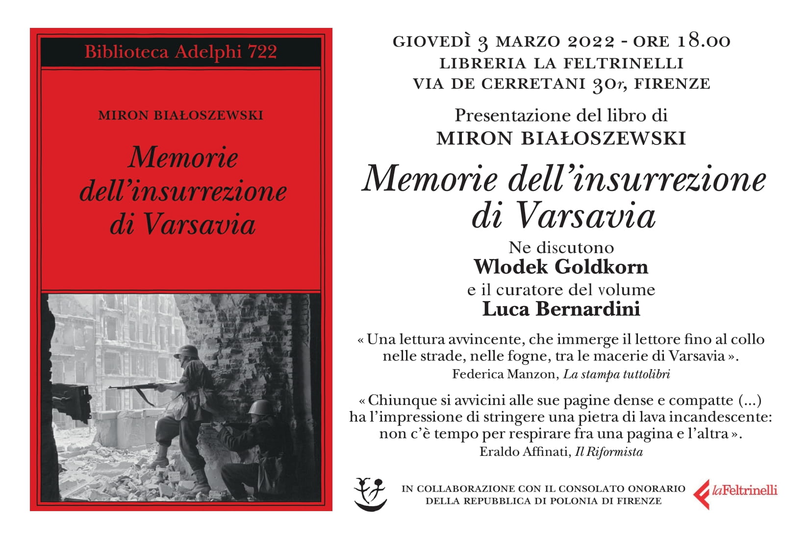 Firenze: Presentazione del libro di Miron Białoszewski “Memorie dell’insurrezione di Varsavia”