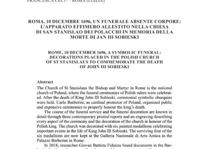 FRANCESCA CECI: L’APPARATO EFFIMERO ALLESTITO NELLA CHIESA DI SAN STANISLAO DEI POLACCHI IN MEMORIA DELLAMORTE DI JAN III SOBIESKI