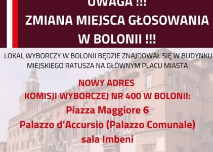 Le elezioni 2023: È stato cambiato l’indirizzo della sede elettorale a Bologna