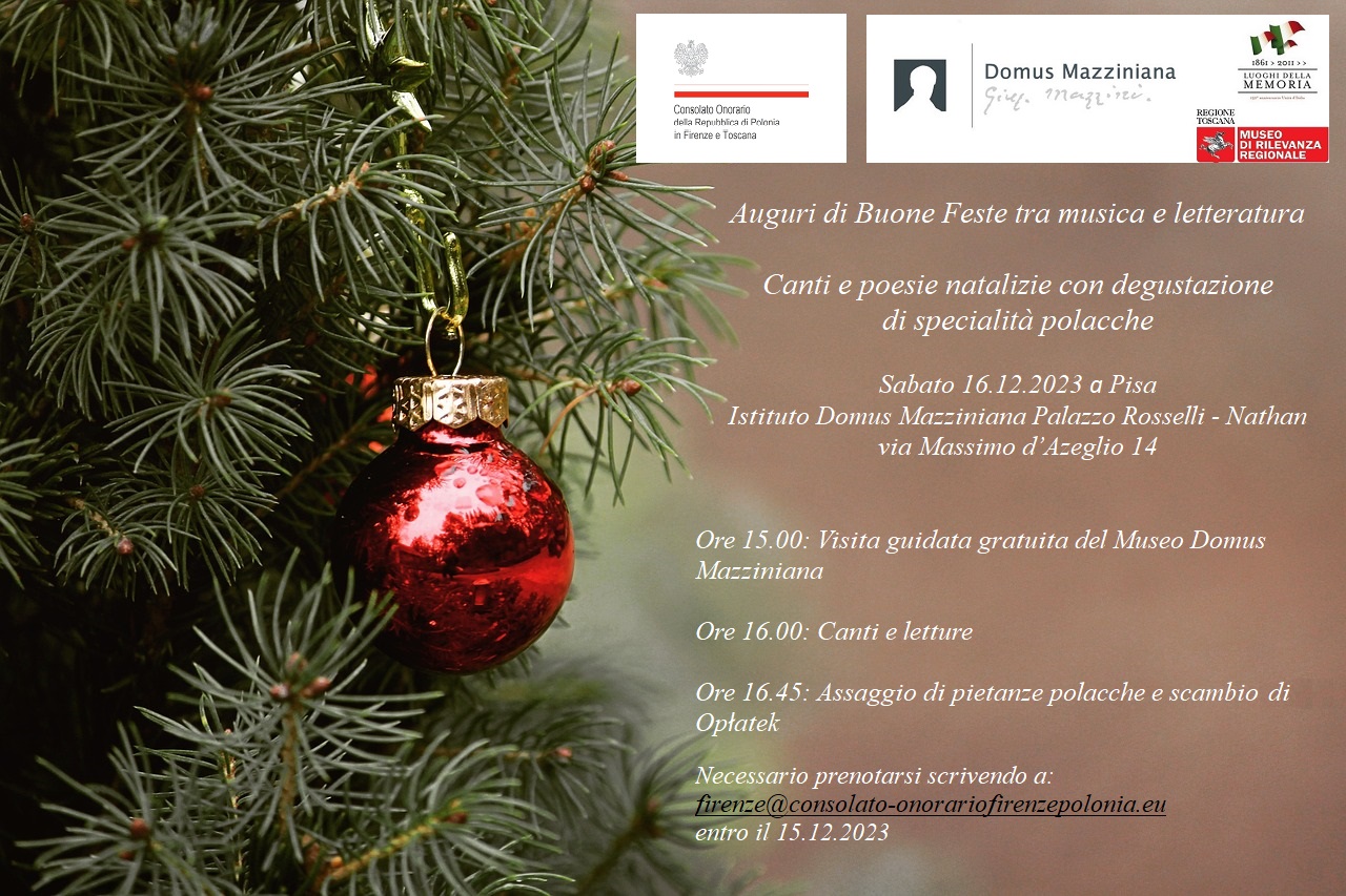 Pisa: L’invito all’evento “Auguri di Buone Feste tra musica e letteratura”