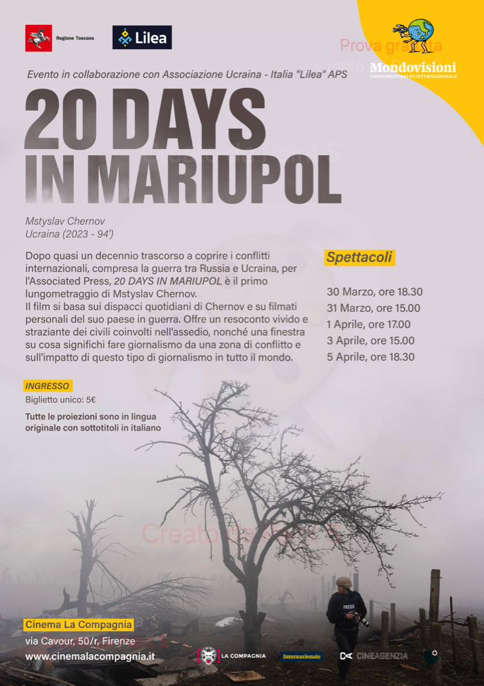 Firenze: Proiezione del film “20 Days in Mariupol”: dal 30 Marzo al 5 Aprile 2024