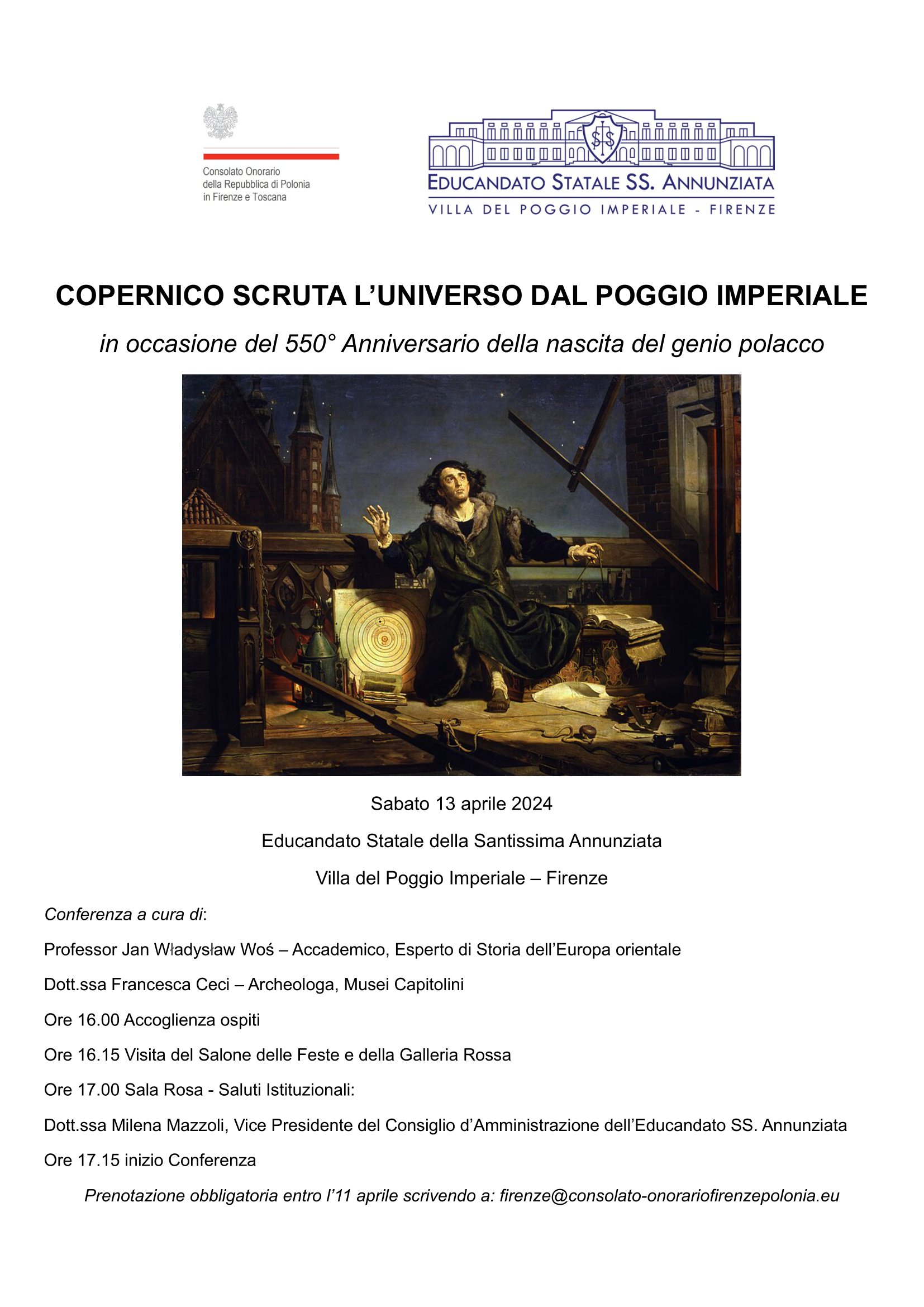 Firenze: Conferenza “Copernico scruta l’Universo dal Poggio Imperiale”