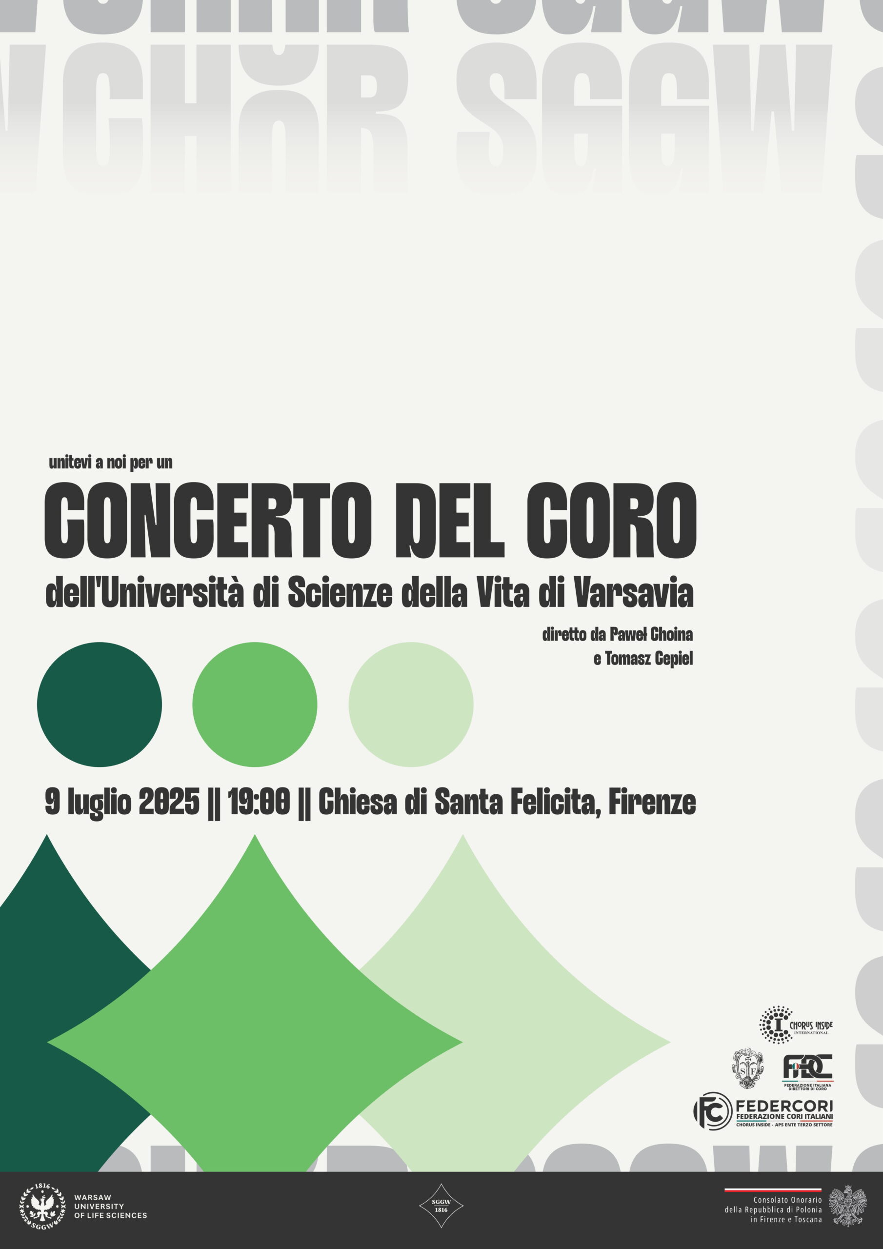 Firenze: Invito al concerto del Coro dell’Università di Scienze della Vita di Varsavia