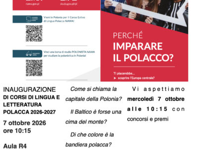 Pisa: Invito all’inaugurazione dei corsi di lingua e letteratura polacca